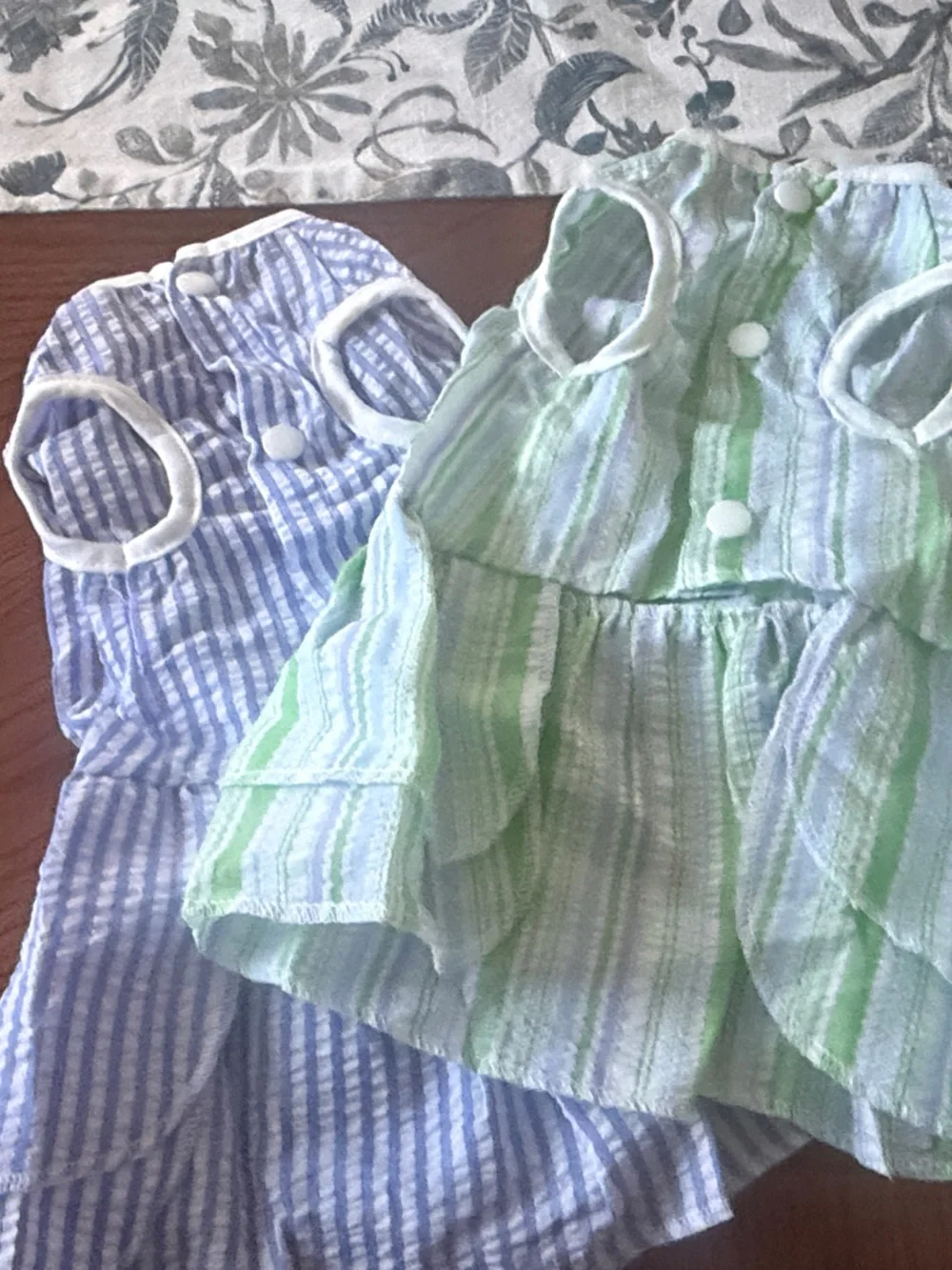 Dog's' Striped Sleeveless Dress with Blue Bow - Set of 2/size L  New